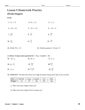 pdf - Selected Answers for Core Connections Integrated I Lesson 1. . Lesson 13 homework 53 answer key